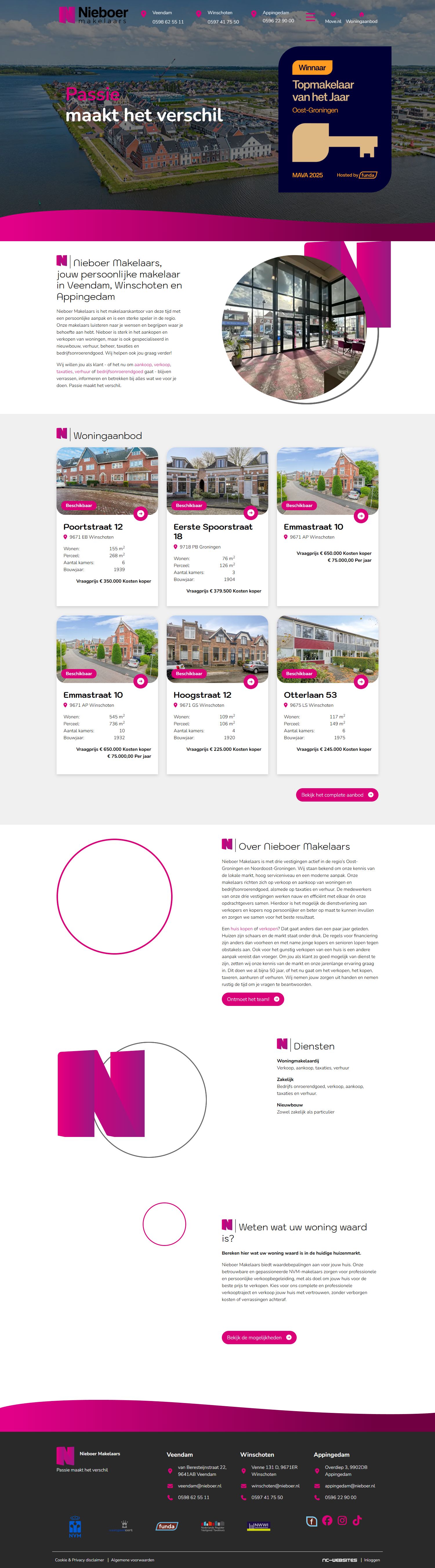 Screenshot van de website van www.nieboer.nl