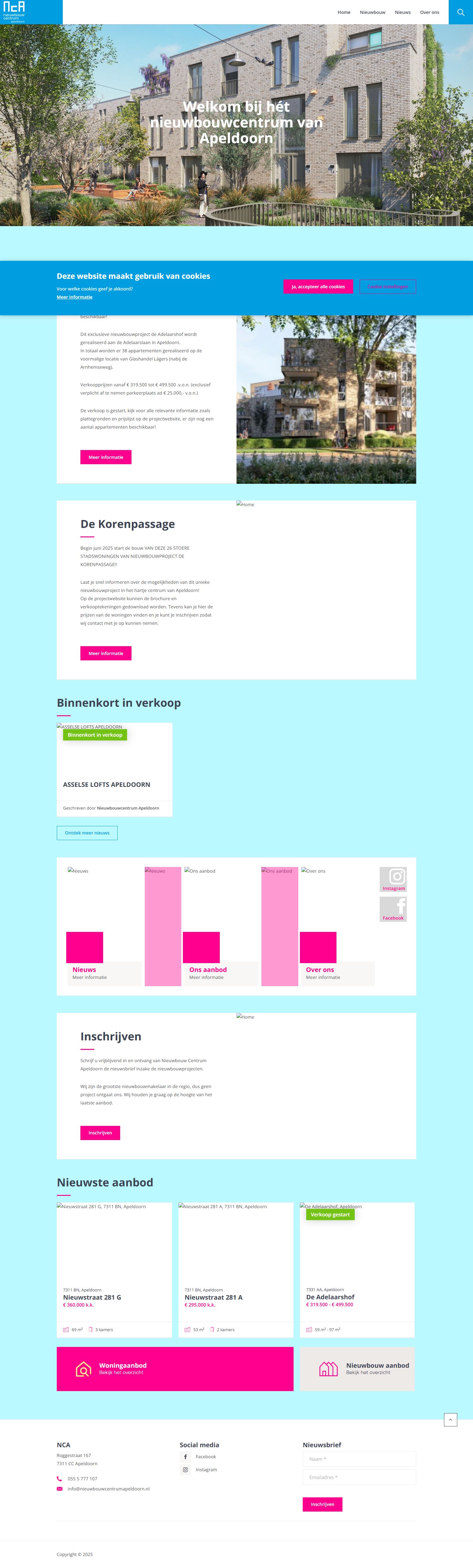 Screenshot van de website van www.nieuwbouwcentrumapeldoorn.nl