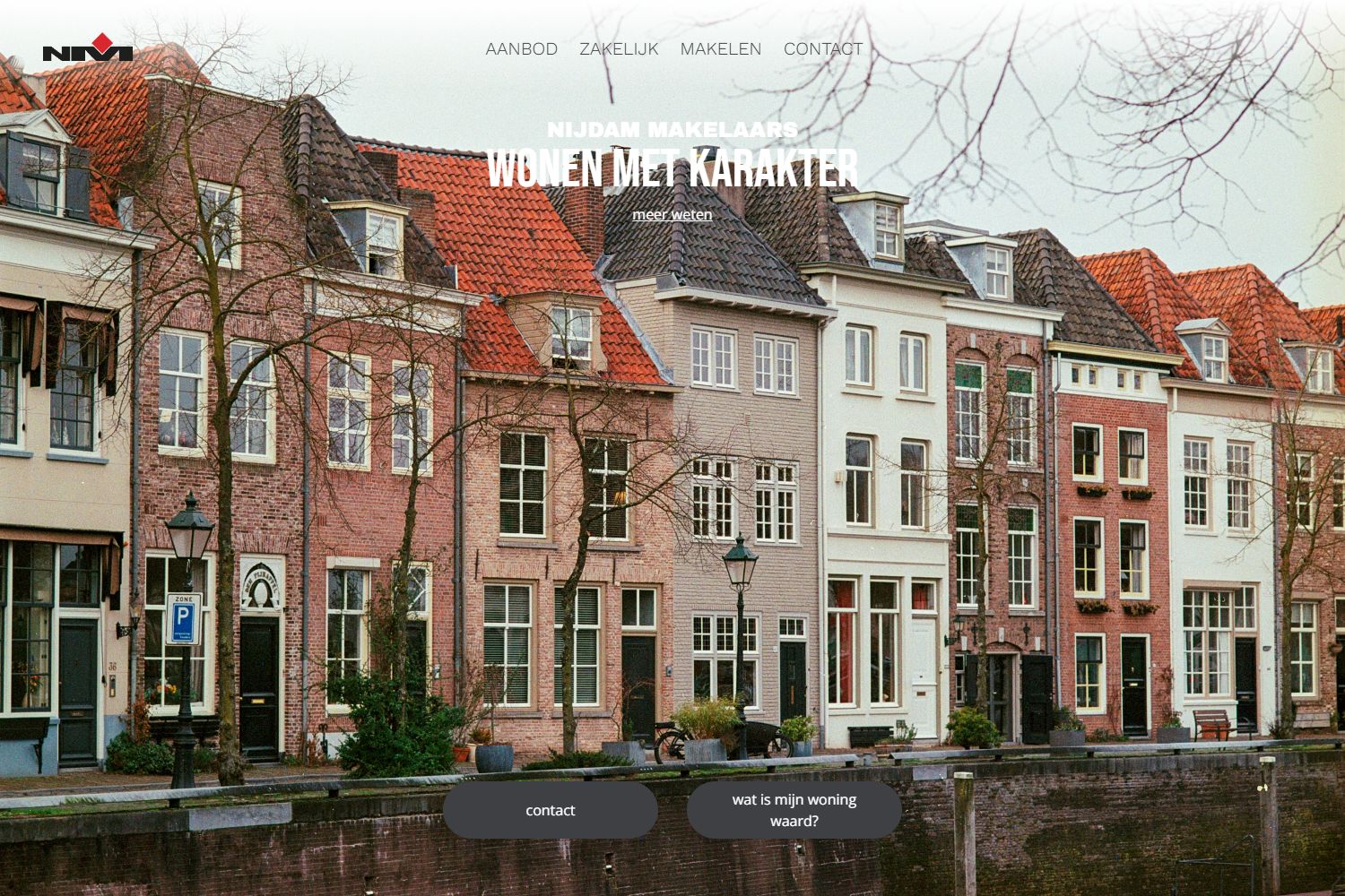 Screenshot van de website van www.nijdammakelaars.nl