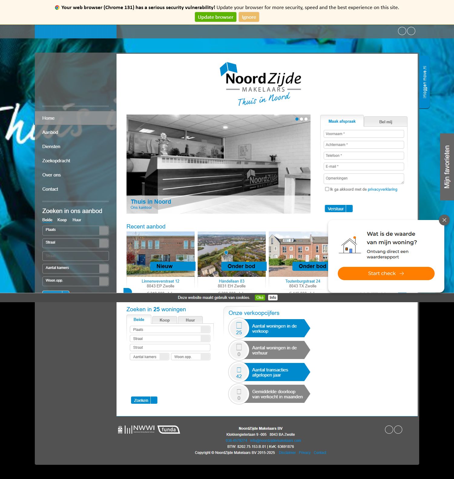 Screenshot van de website van www.noordzijdemakelaars.com