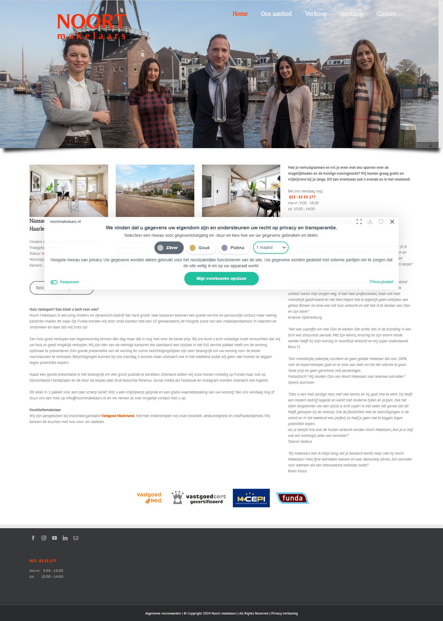Screenshot van de website van www.noortmakelaars.nl