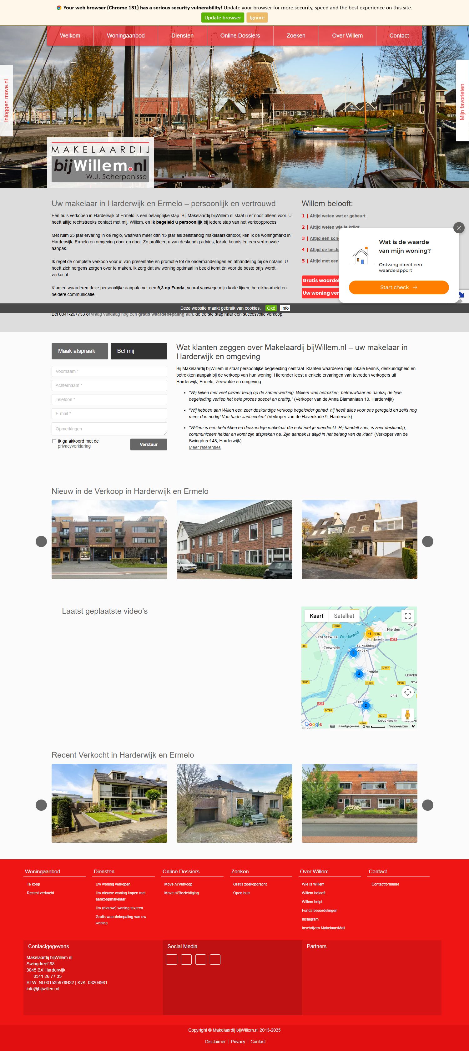 Screenshot van de website van www.bijwillem.nl