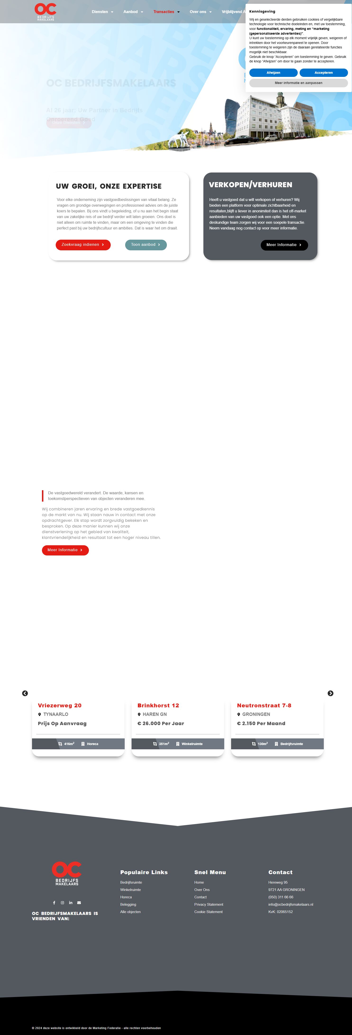 Screenshot van de website van www.ocbedrijfsmakelaars.nl