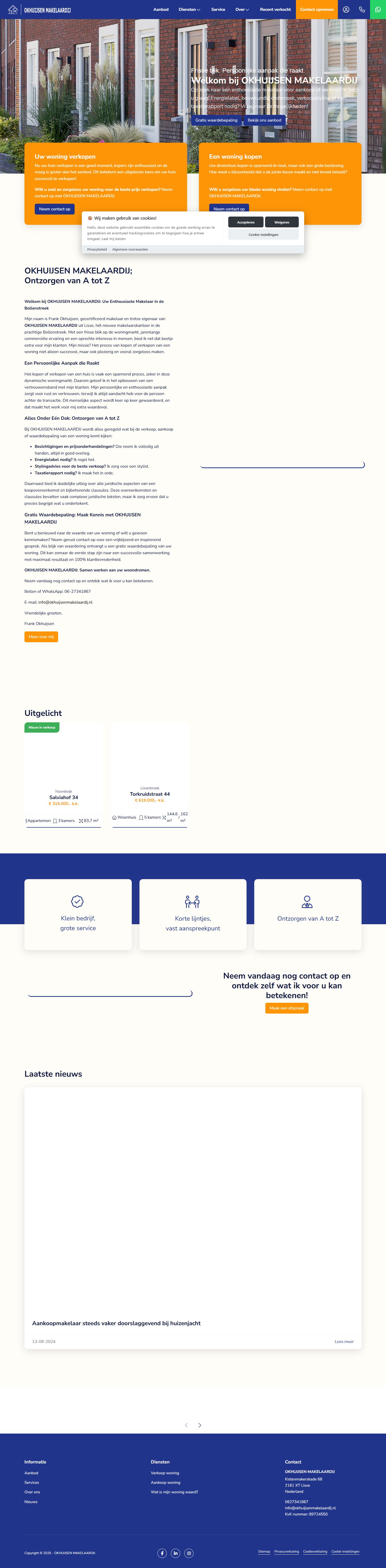 Screenshot van de website van www.okhuijsenmakelaardij.nl