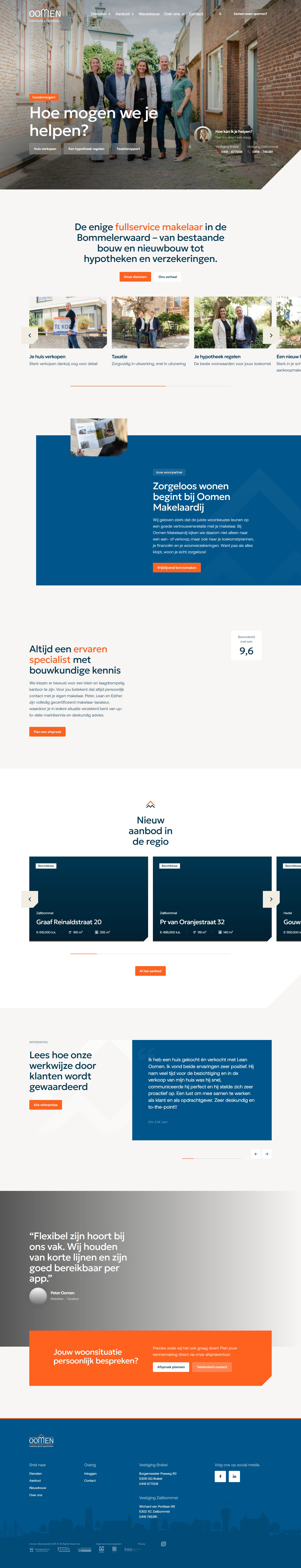 Screenshot van de website van www.oomenmakelaardij.nl