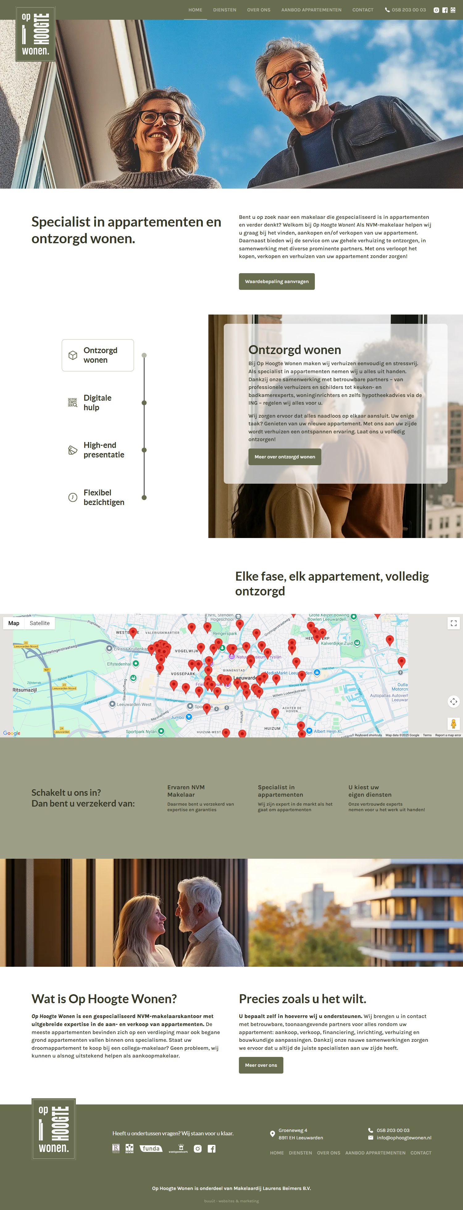 Screenshot van de website van www.ophoogtewonen.nl