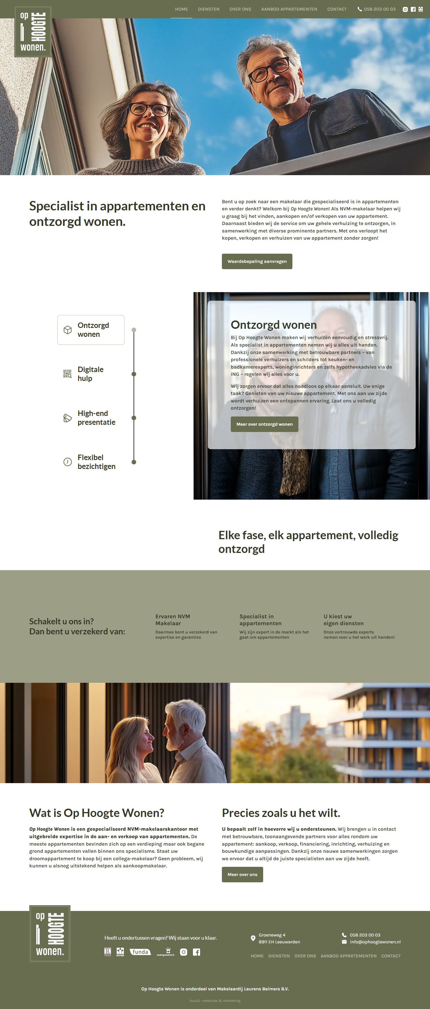 Screenshot van de website van www.ophoogtewonen.nl