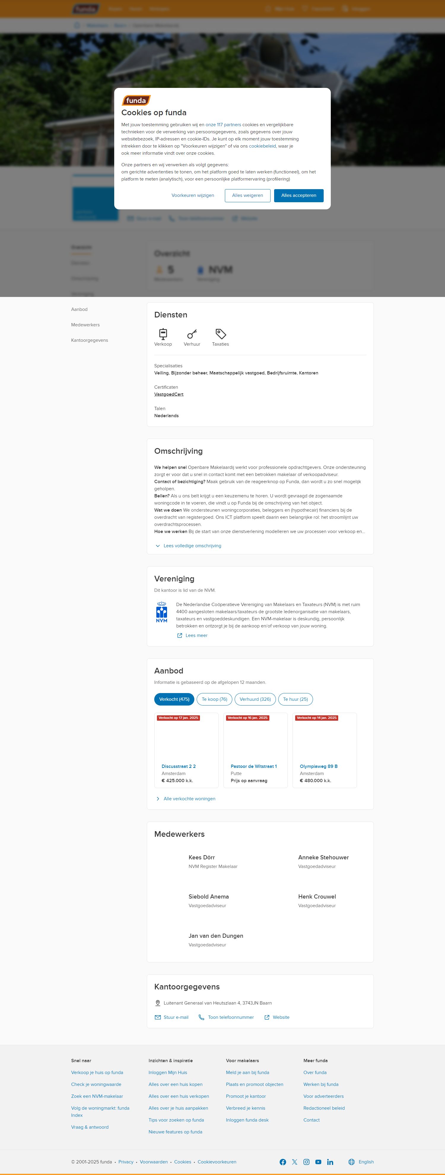 Screenshot van de website van www.openbaremakelaardij.nl