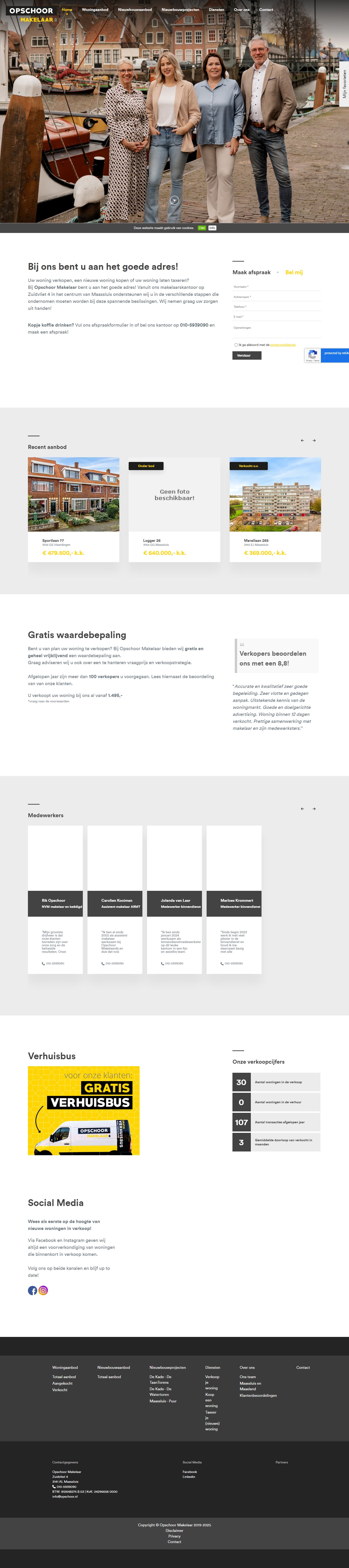 Screenshot van de website van www.opschoor.nl