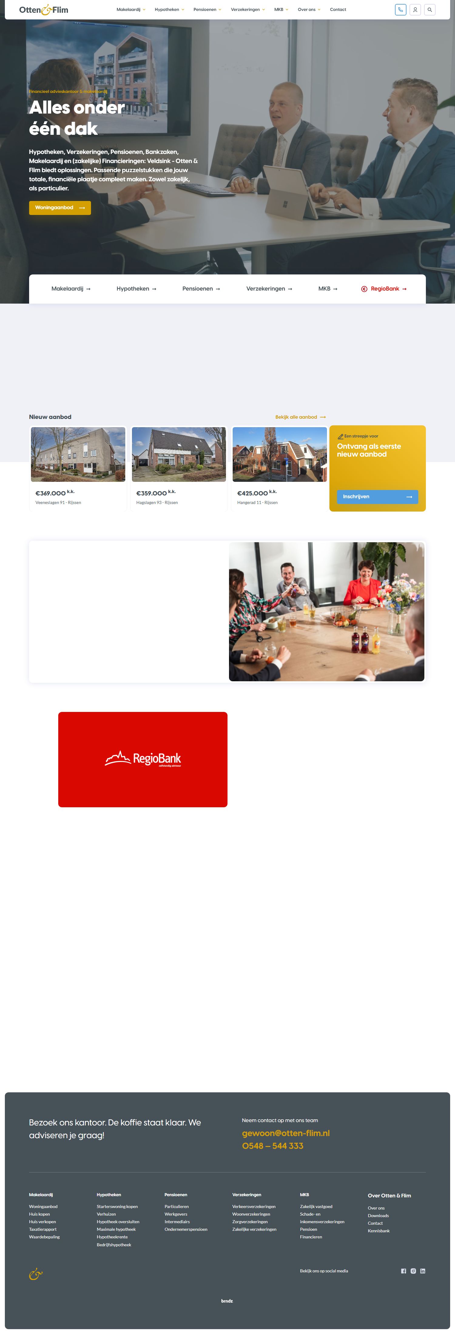 Screenshot van de website van www.otten-flim.nl