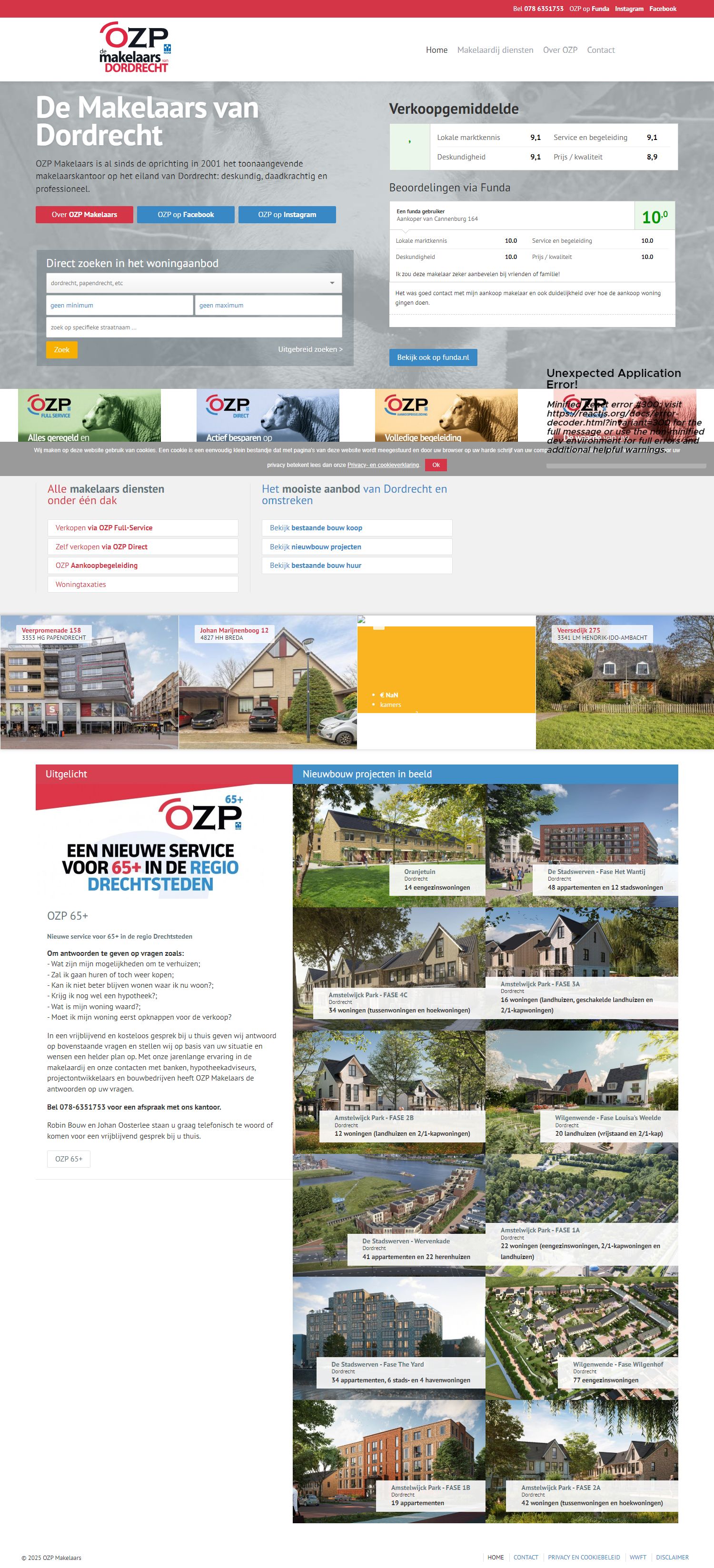 Screenshot van de website van www.ozp-makelaars.nl