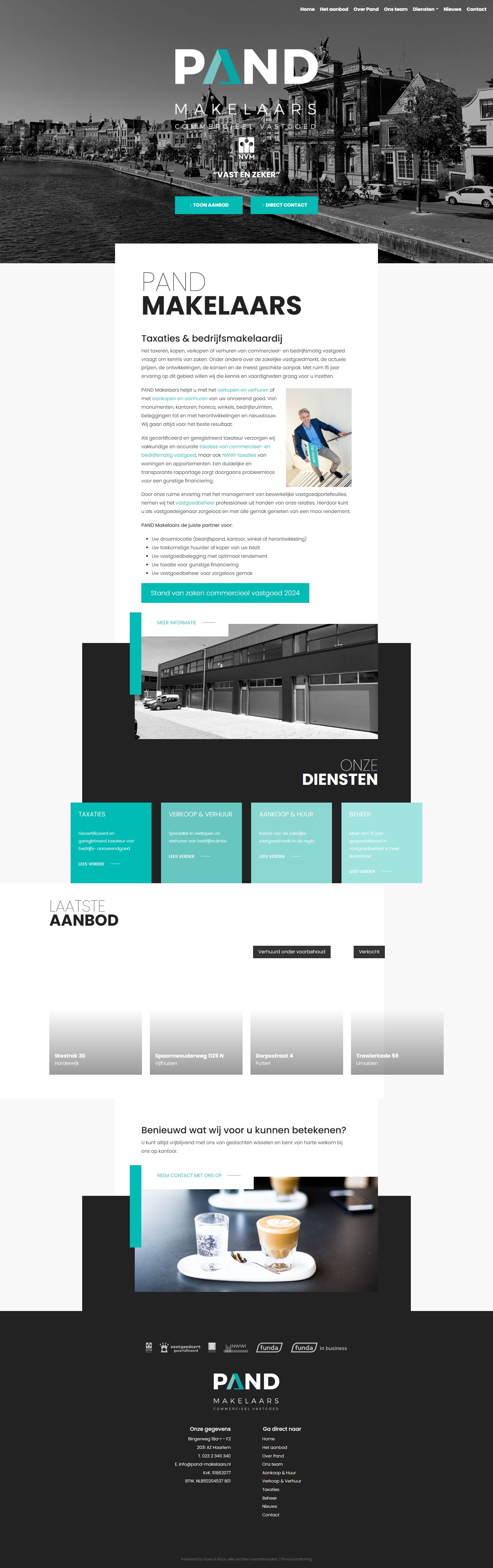Screenshot van de website van www.pand-makelaars.nl