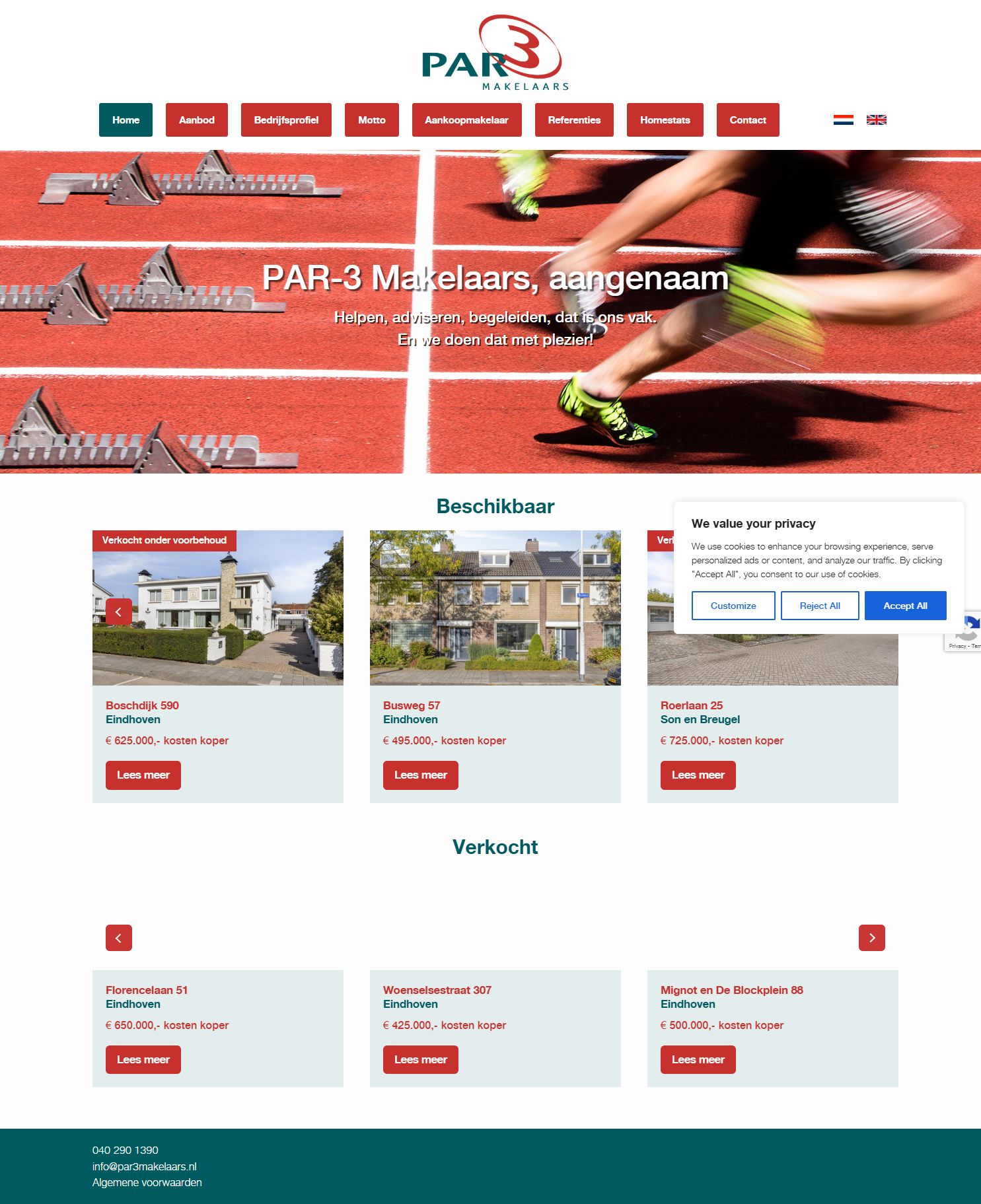 Screenshot van de website van www.par3makelaars.nl