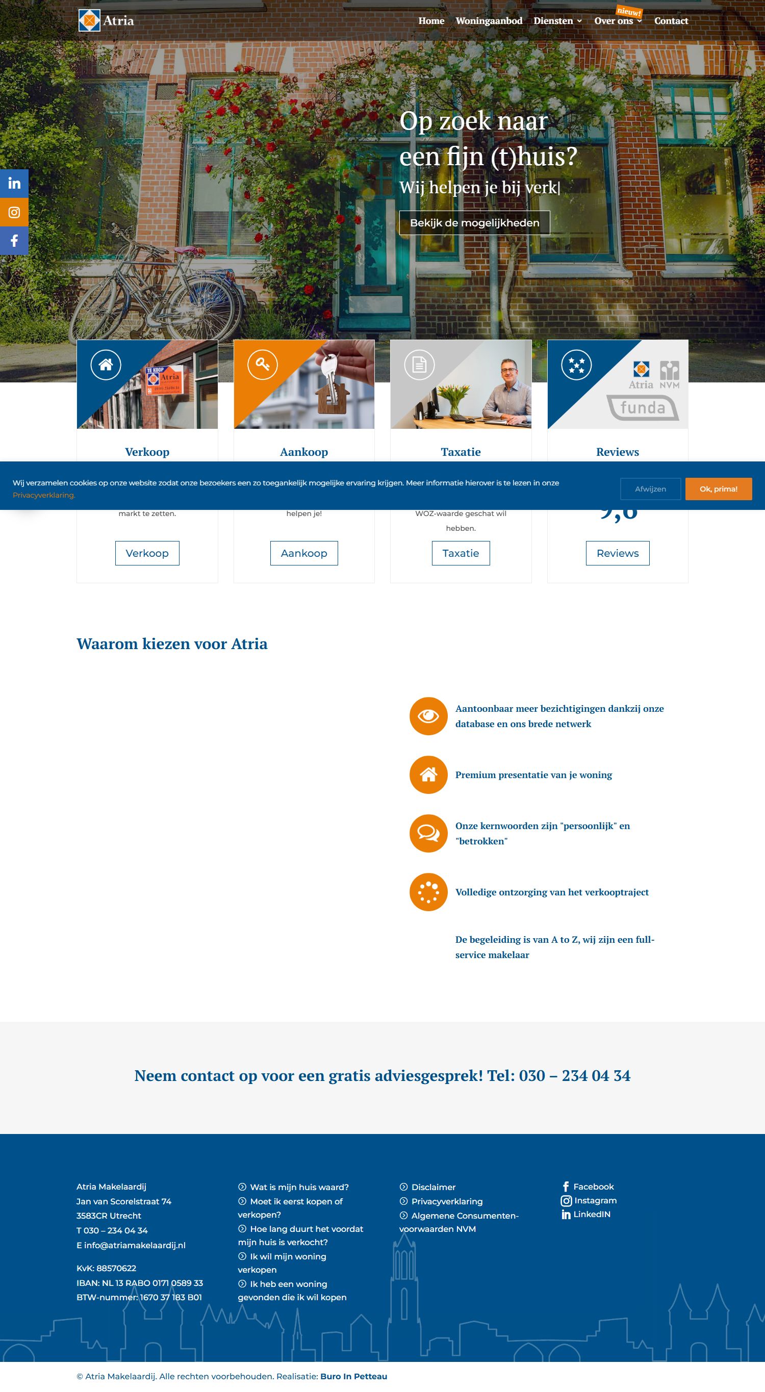 Screenshot van de website van www.thijssenmakelaars.nl