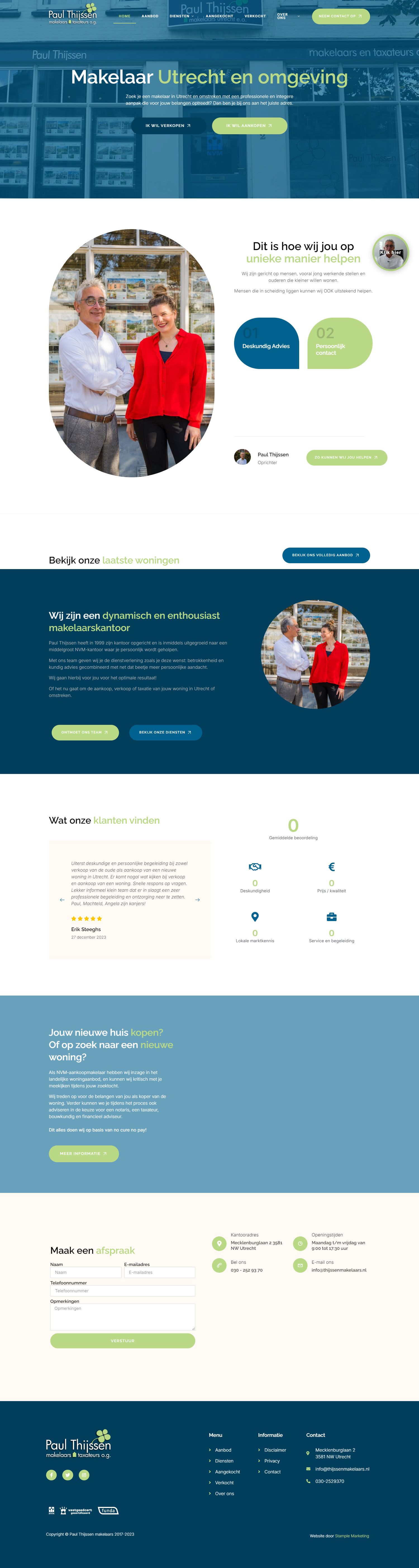 Screenshot van de website van www.thijssenmakelaars.nl