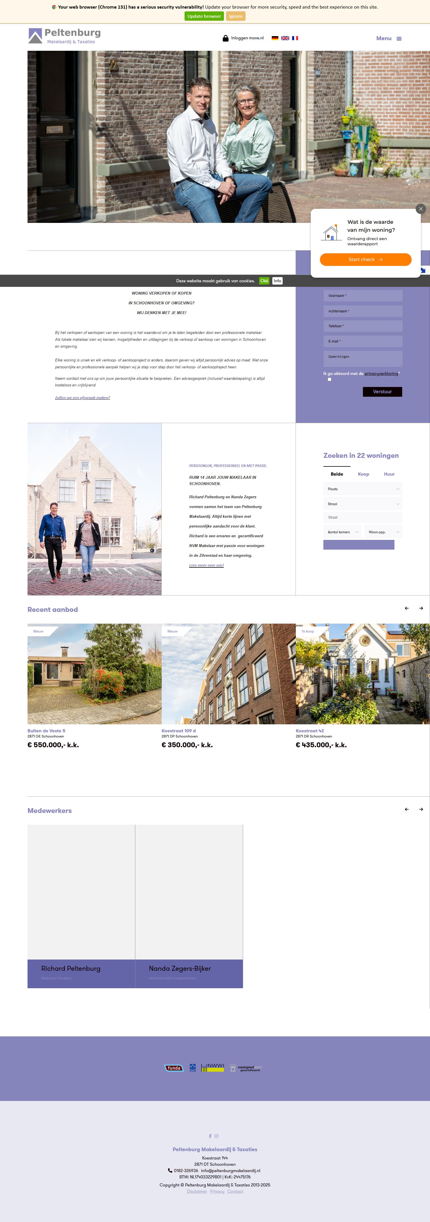 Screenshot van de website van www.peltenburgmakelaardij.nl
