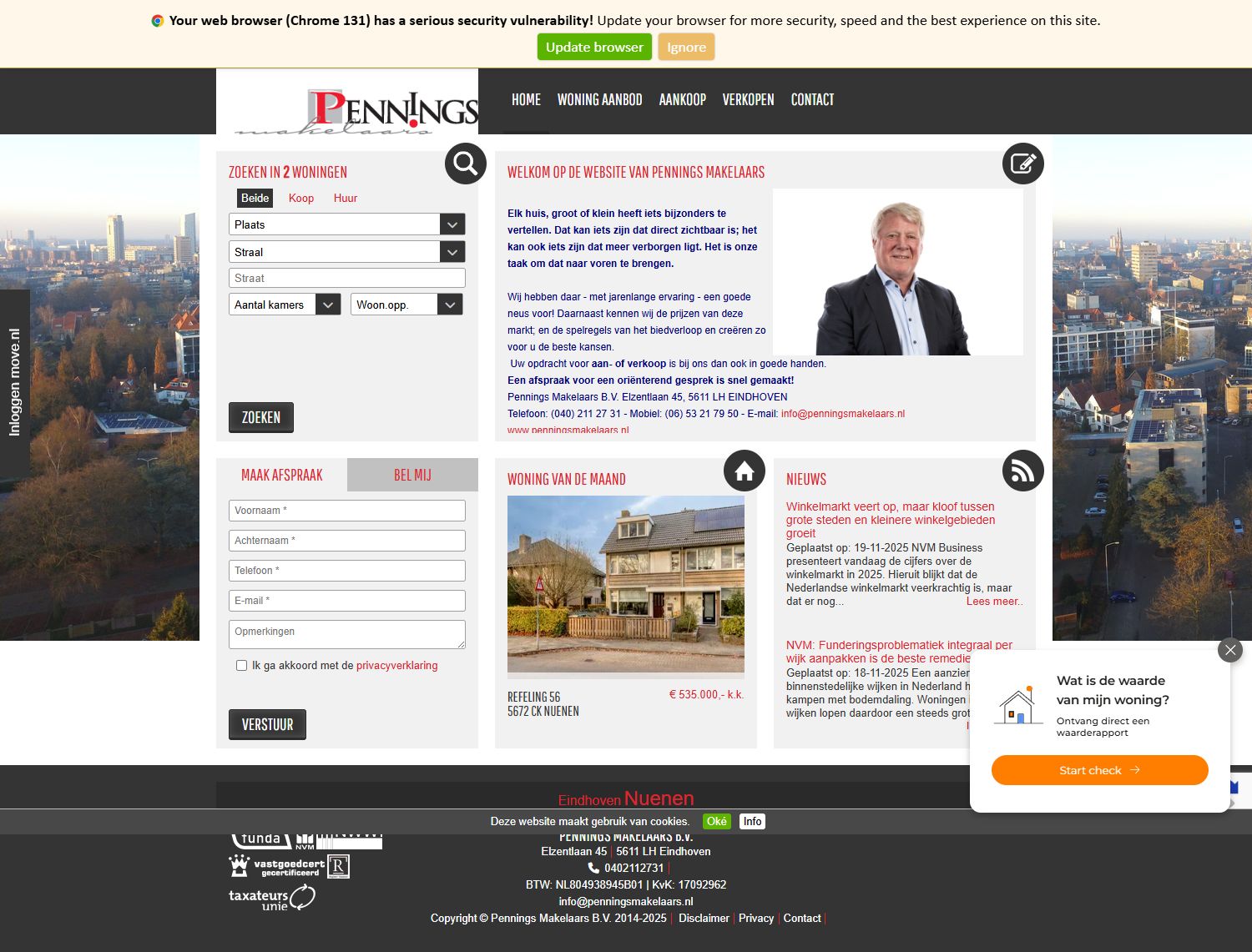 Screenshot van de website van www.penningsmakelaars.nl