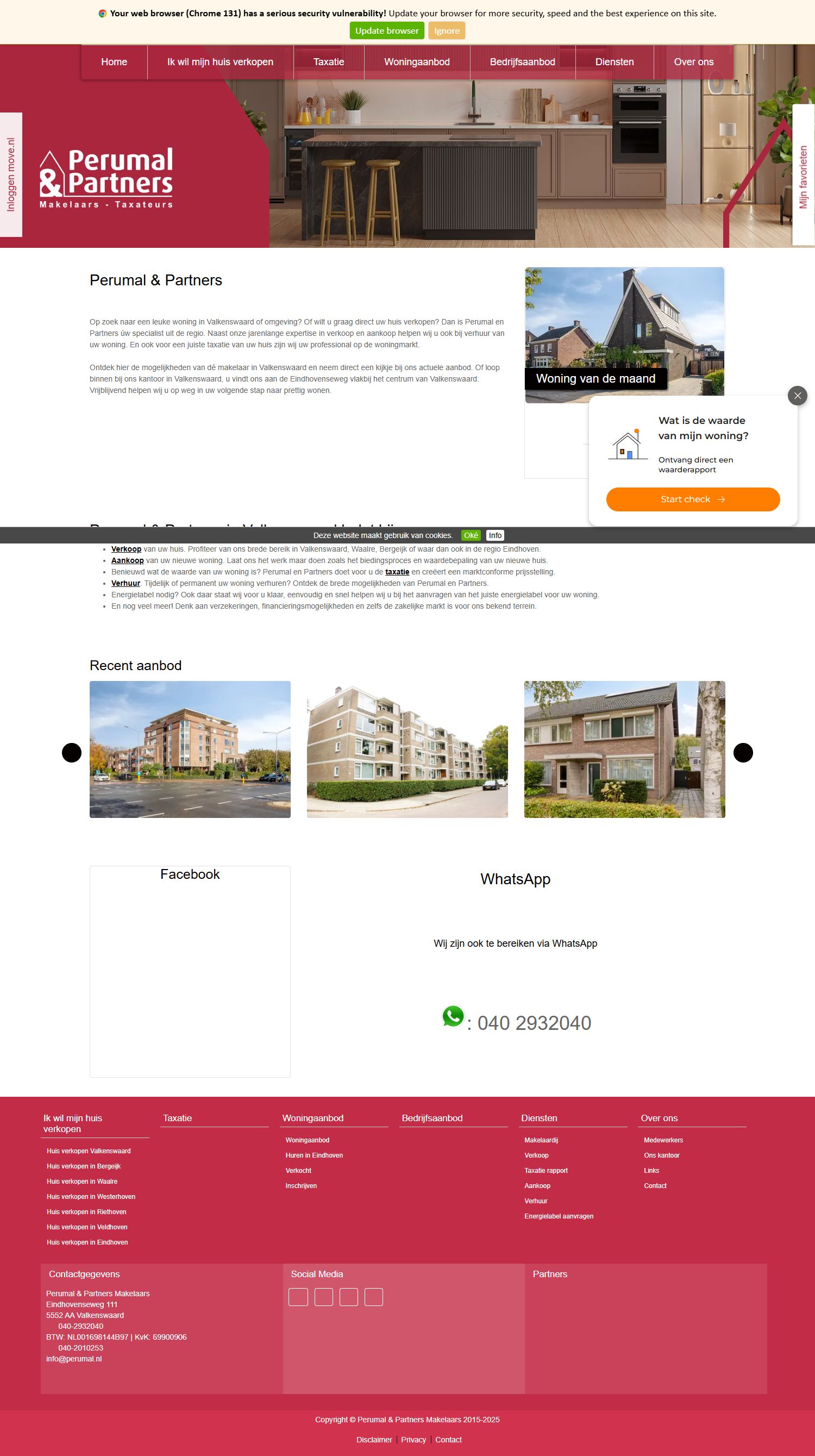 Screenshot van de website van www.perumal.nl
