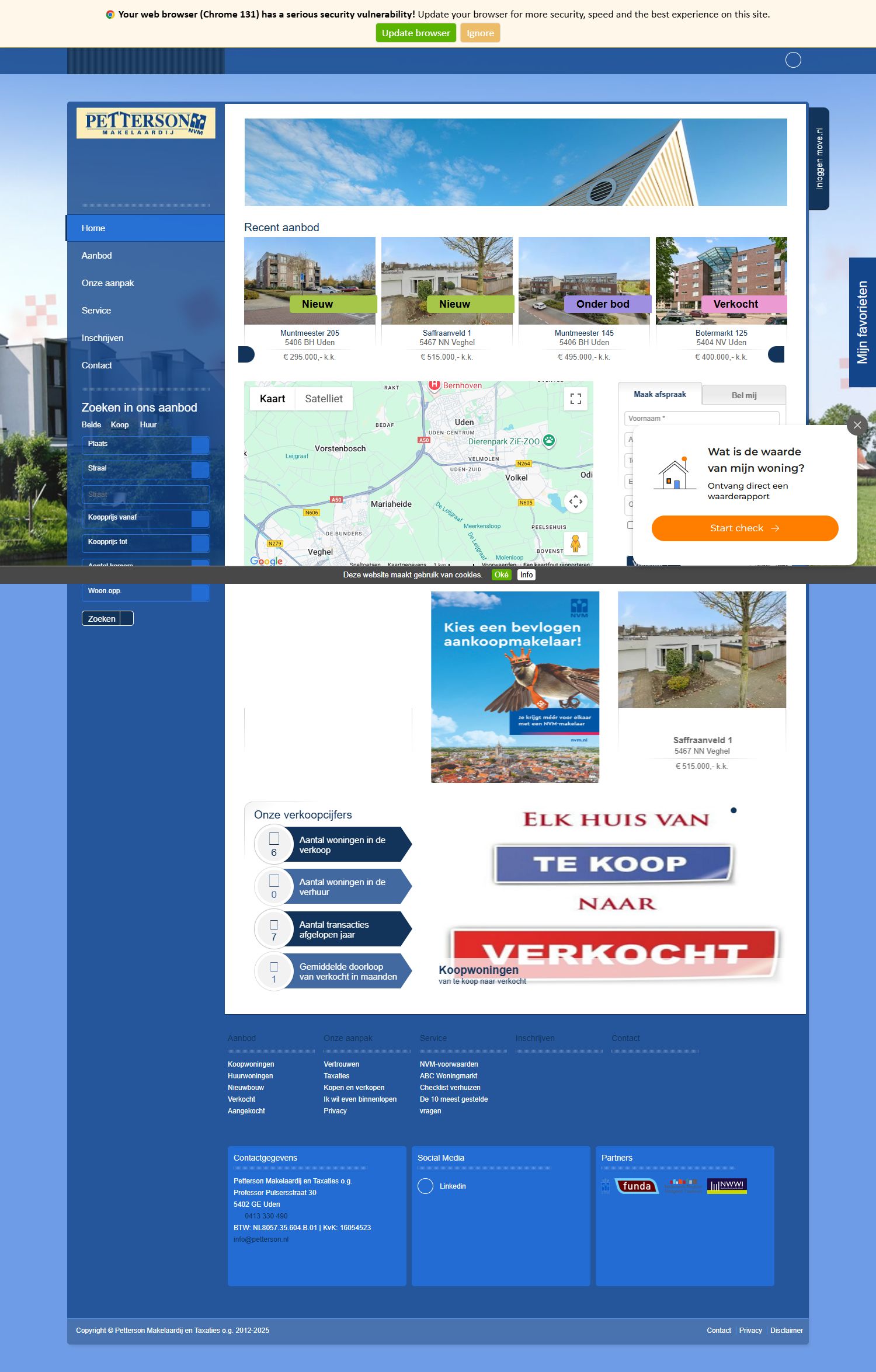 Screenshot van de website van www.petterson.nl