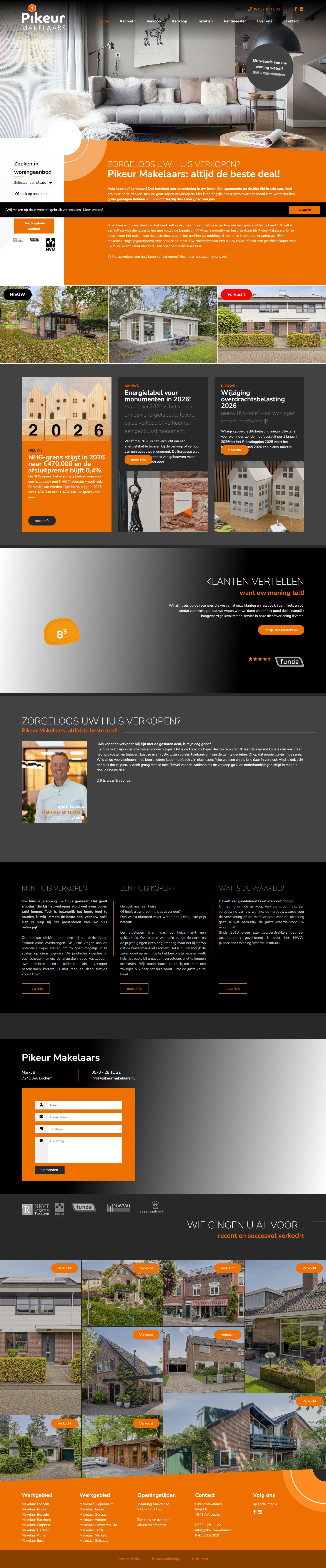 Screenshot van de website van www.pikeurmakelaars.nl