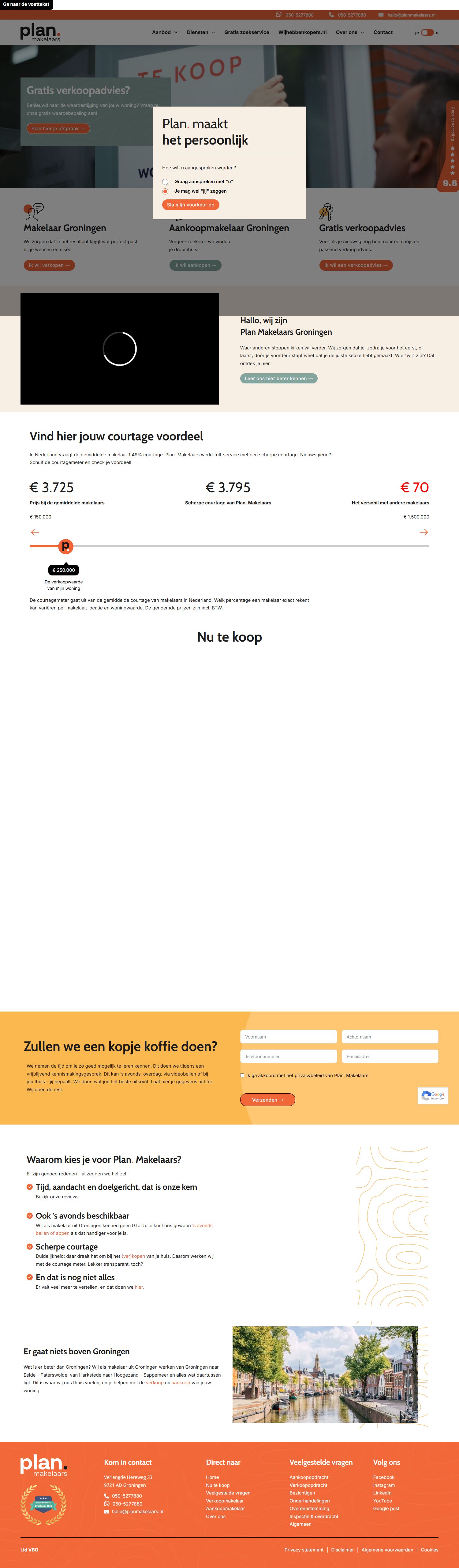 Screenshot van de website van planmakelaars.nl