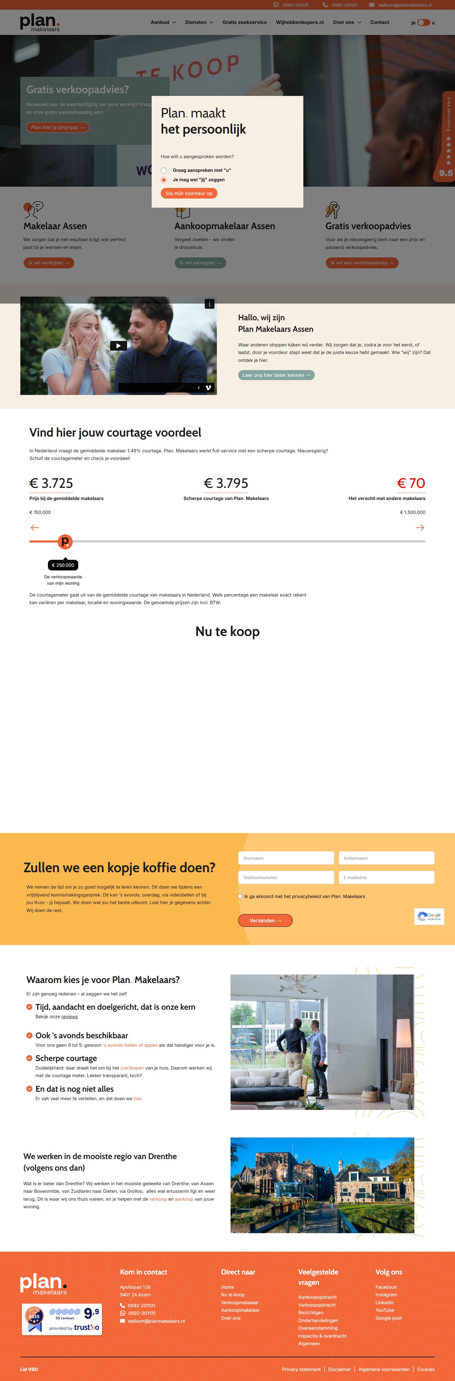 Screenshot van de website van planmakelaarsassen.nl