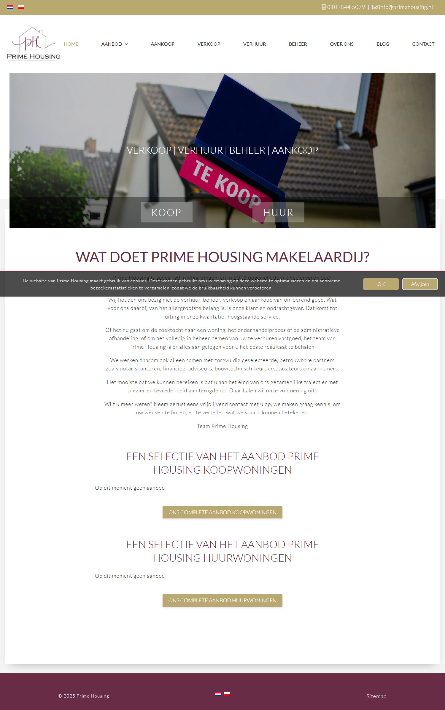 Screenshot van de website van www.primehousing.nl