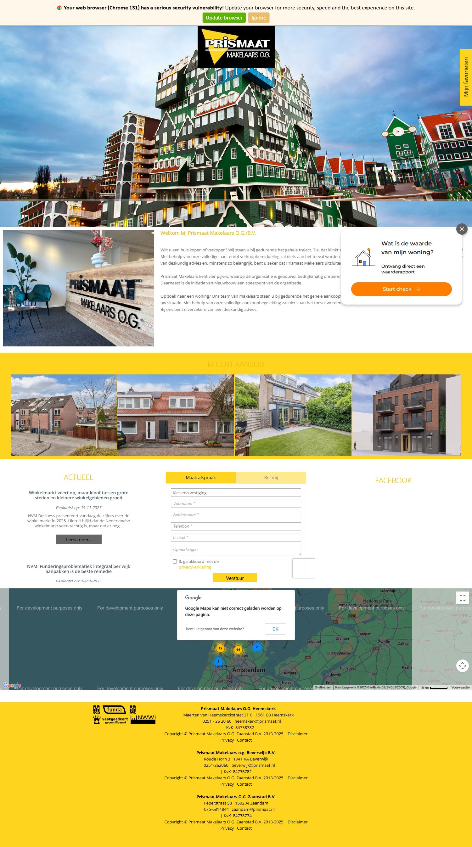 Screenshot van de website van www.prismaat.nl