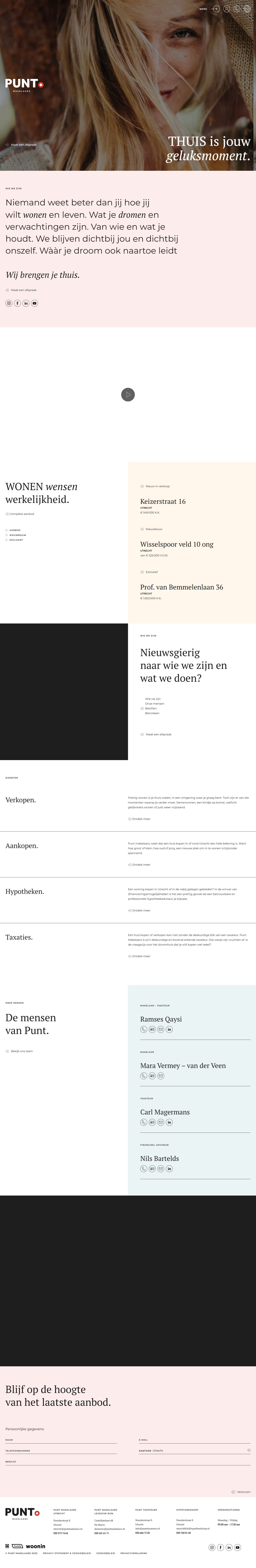 Screenshot van de website van www.puntmakelaars.nl