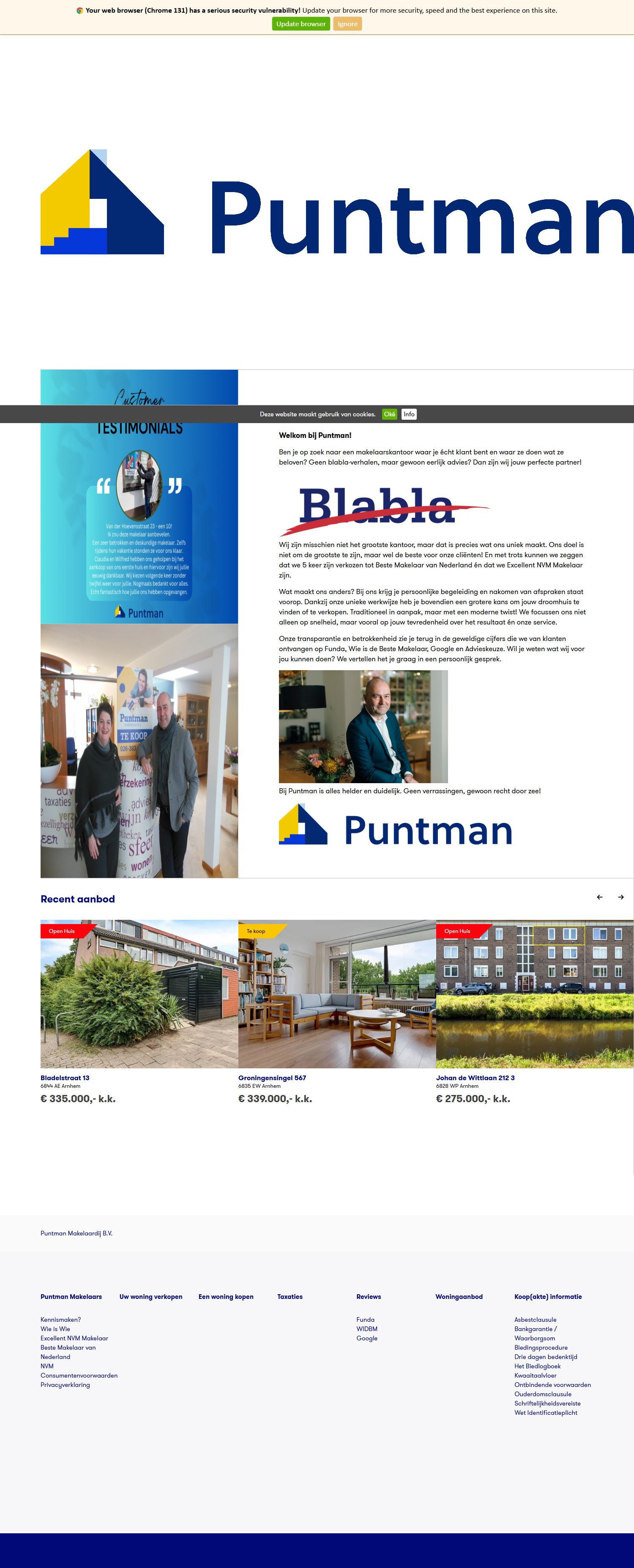 Screenshot van de website van www.puntman.nl