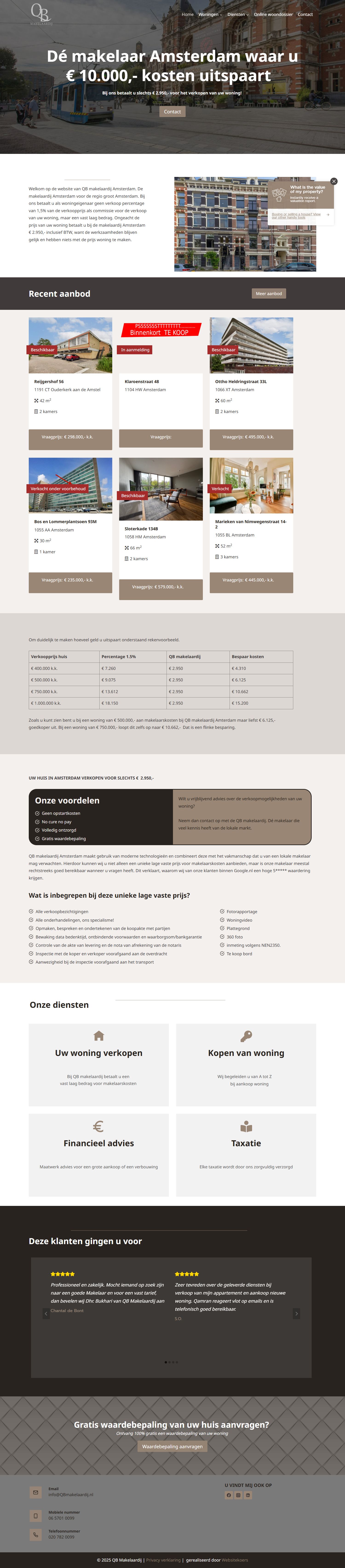 Screenshot van de website van www.qbmakelaardij.nl