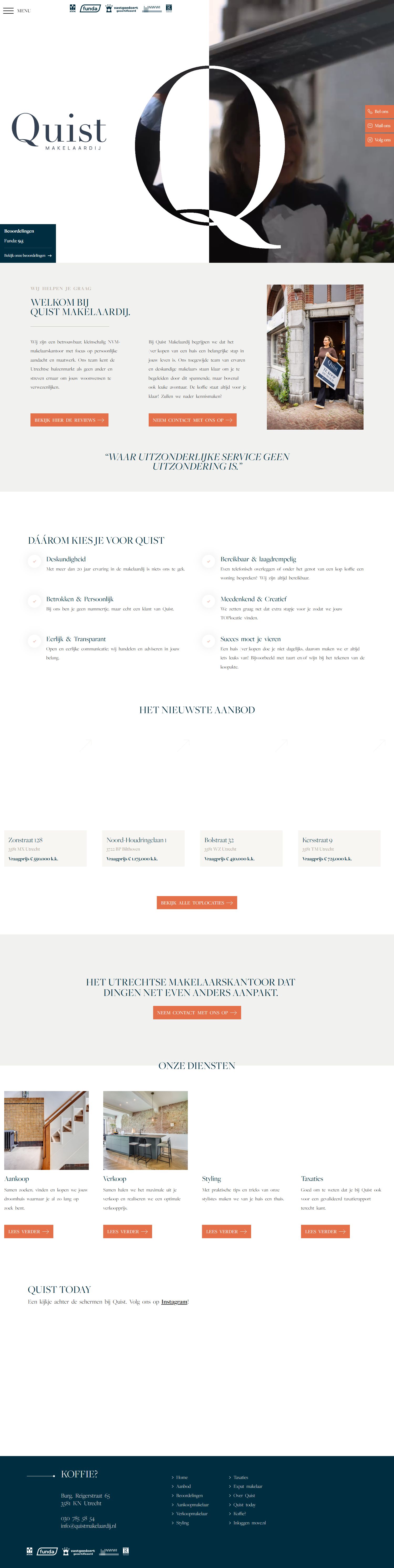 Screenshot van de website van www.quistmakelaardij.nl