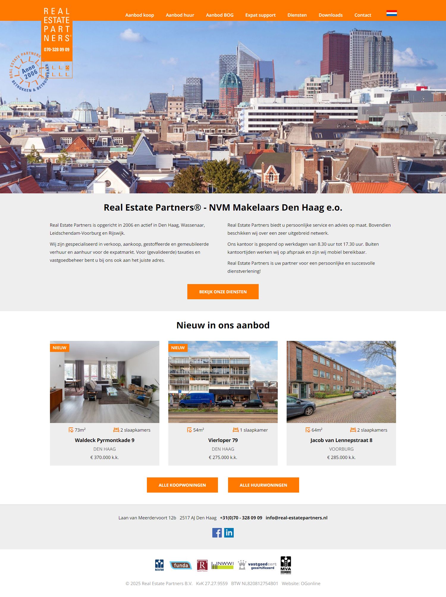 Screenshot van de website van www.real-estatepartners.nl