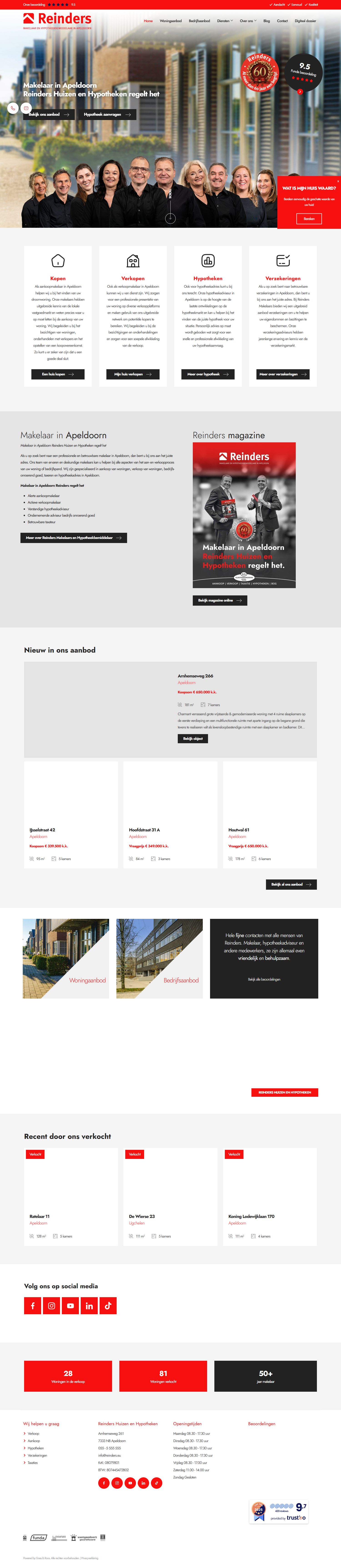 Screenshot van de website van www.reindersmakelaars.nl