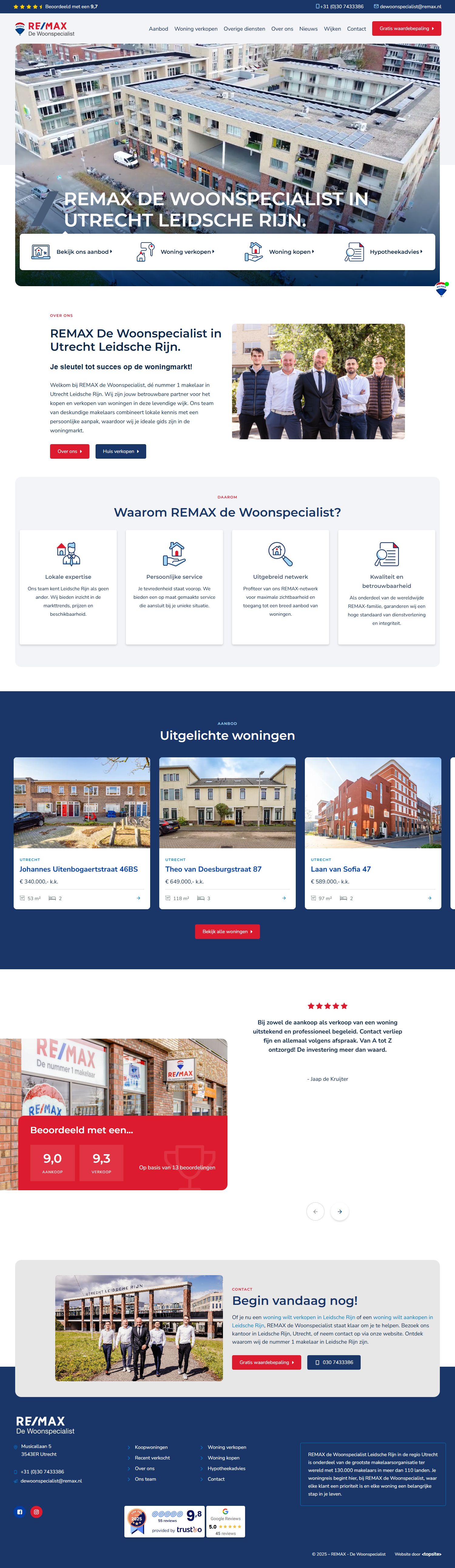 Screenshot van de website van www.makelaar-leidsche-rijn.remax.nl