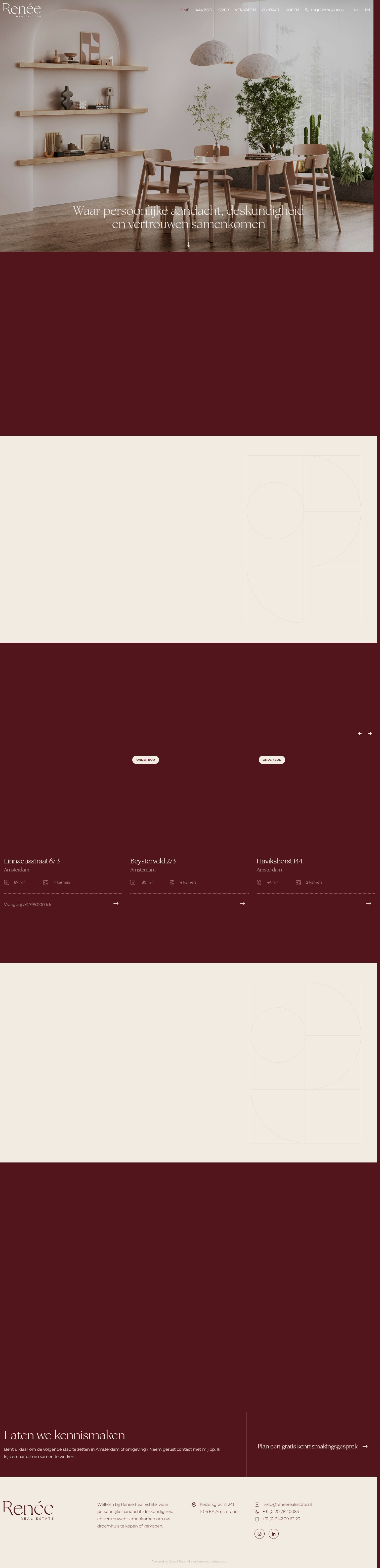Screenshot van de website van www.reneerealestate.nl