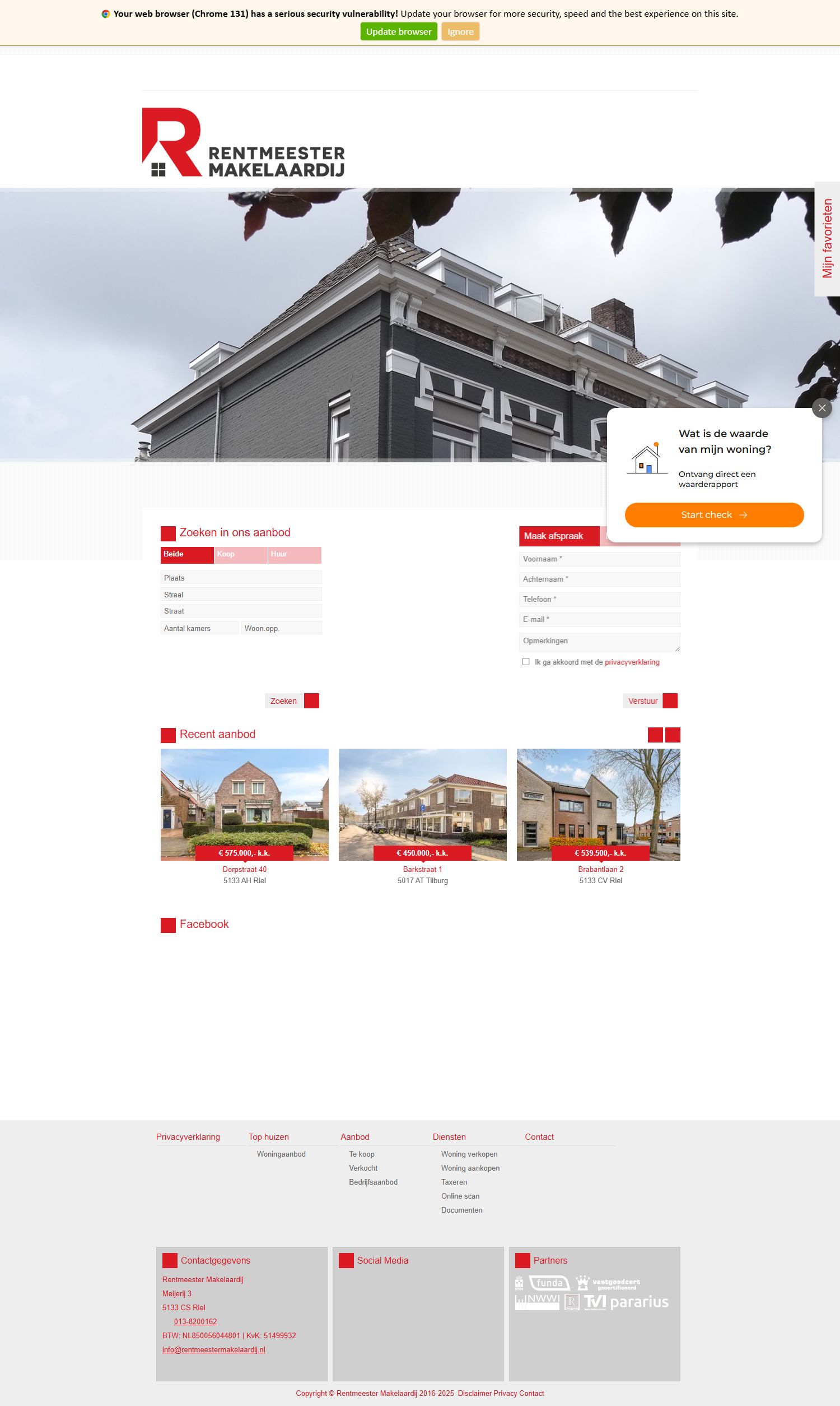 Screenshot van de website van www.rentmeestermakelaardij.nl