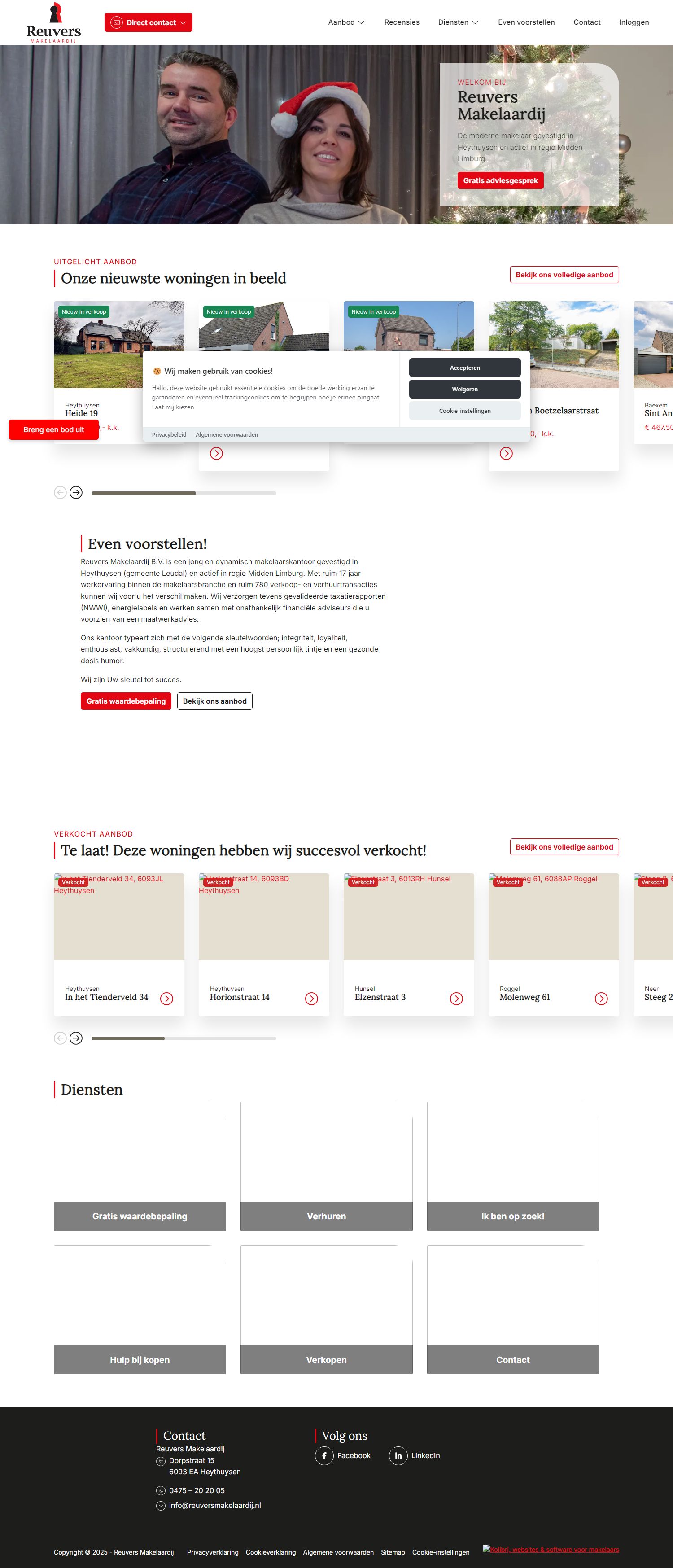 Screenshot van de website van www.reuversmakelaardij.nl