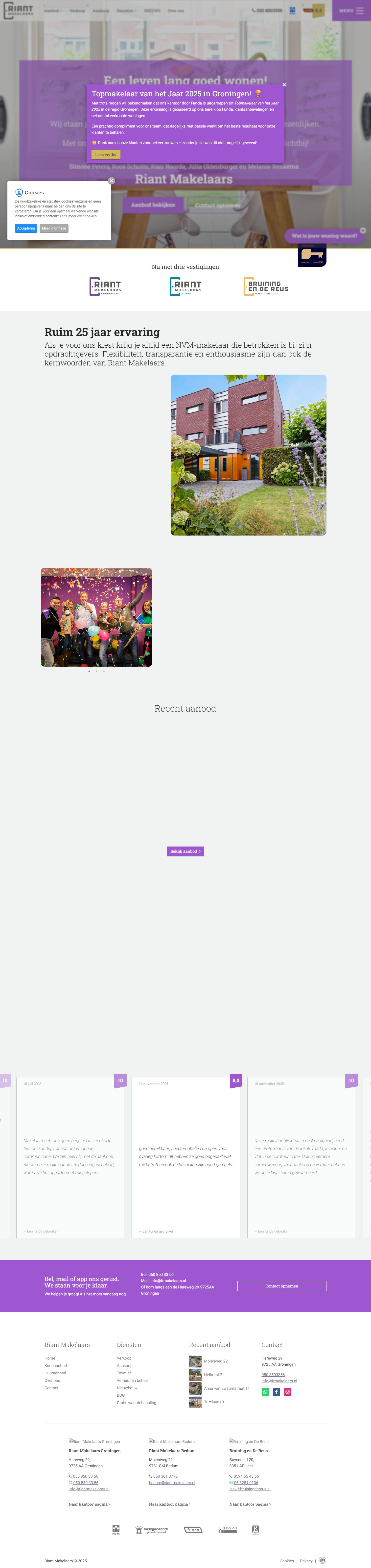 Screenshot van de website van www.riantmakelaars.nl