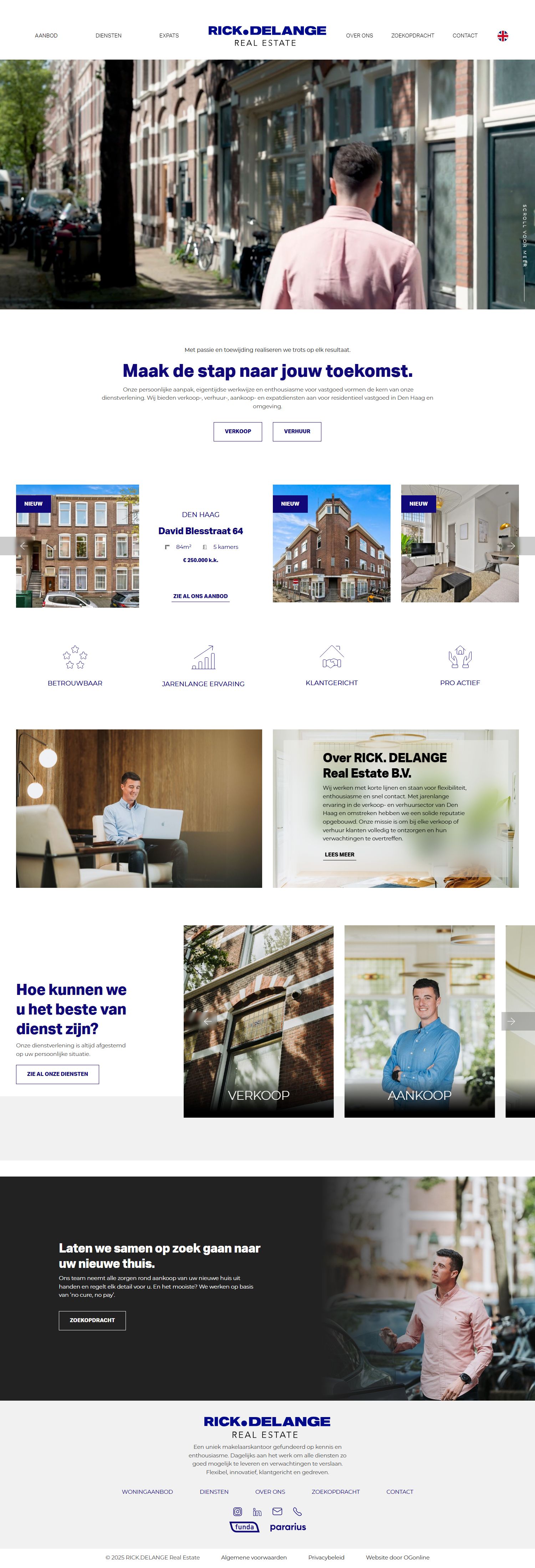 Screenshot van de website van www.rickdelange.nl