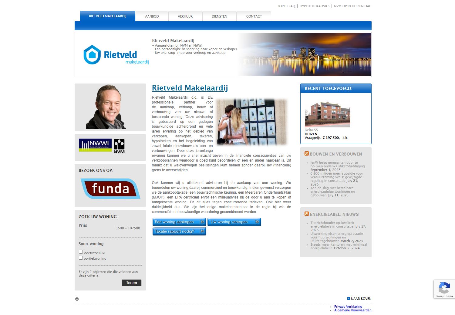 Screenshot van de website van www.rietveld.biz