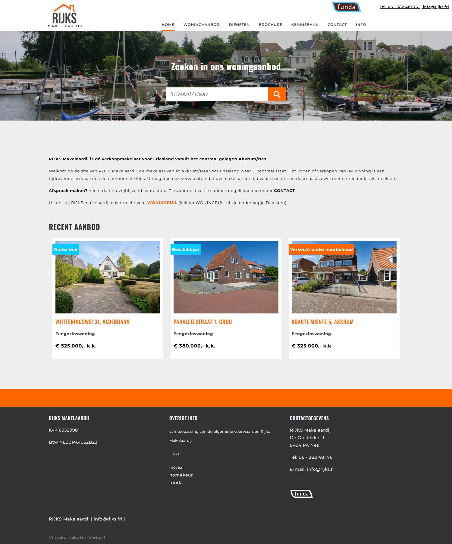 Screenshot van de website van www.rijks.frl