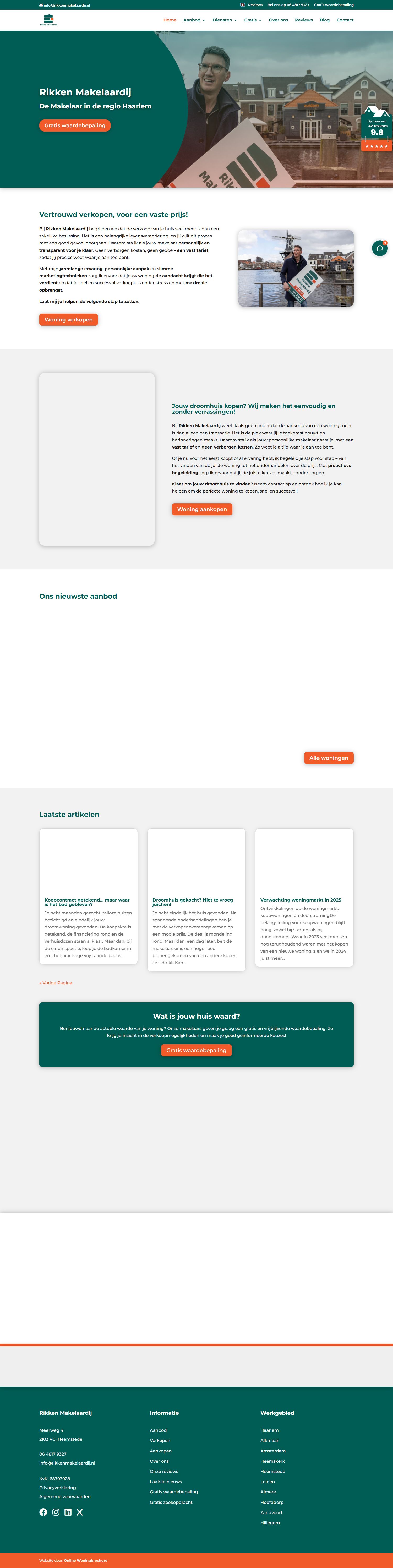 Screenshot van de website van rikkenmakelaardij.nl