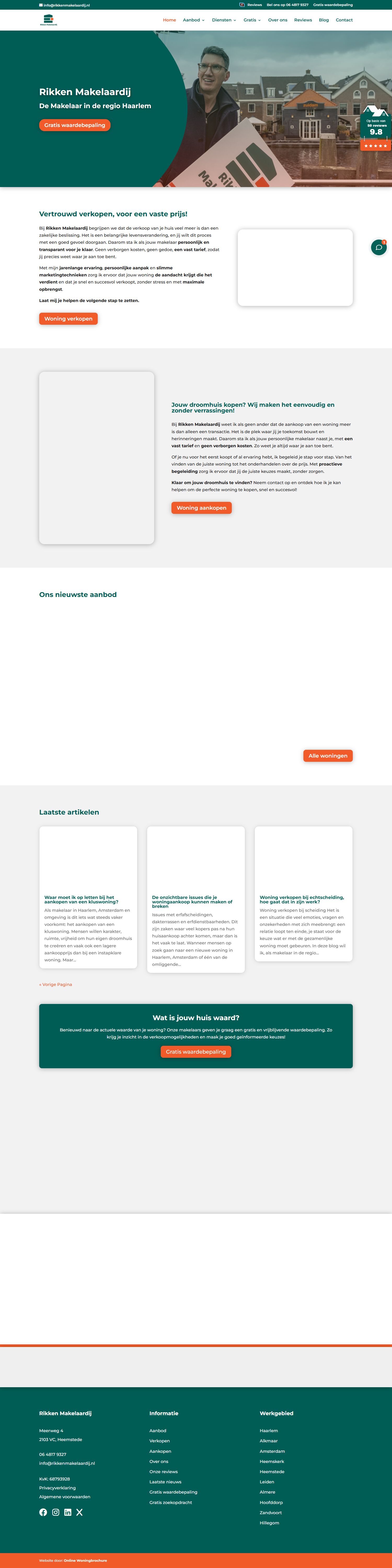 Screenshot van de website van rikkenmakelaardij.nl