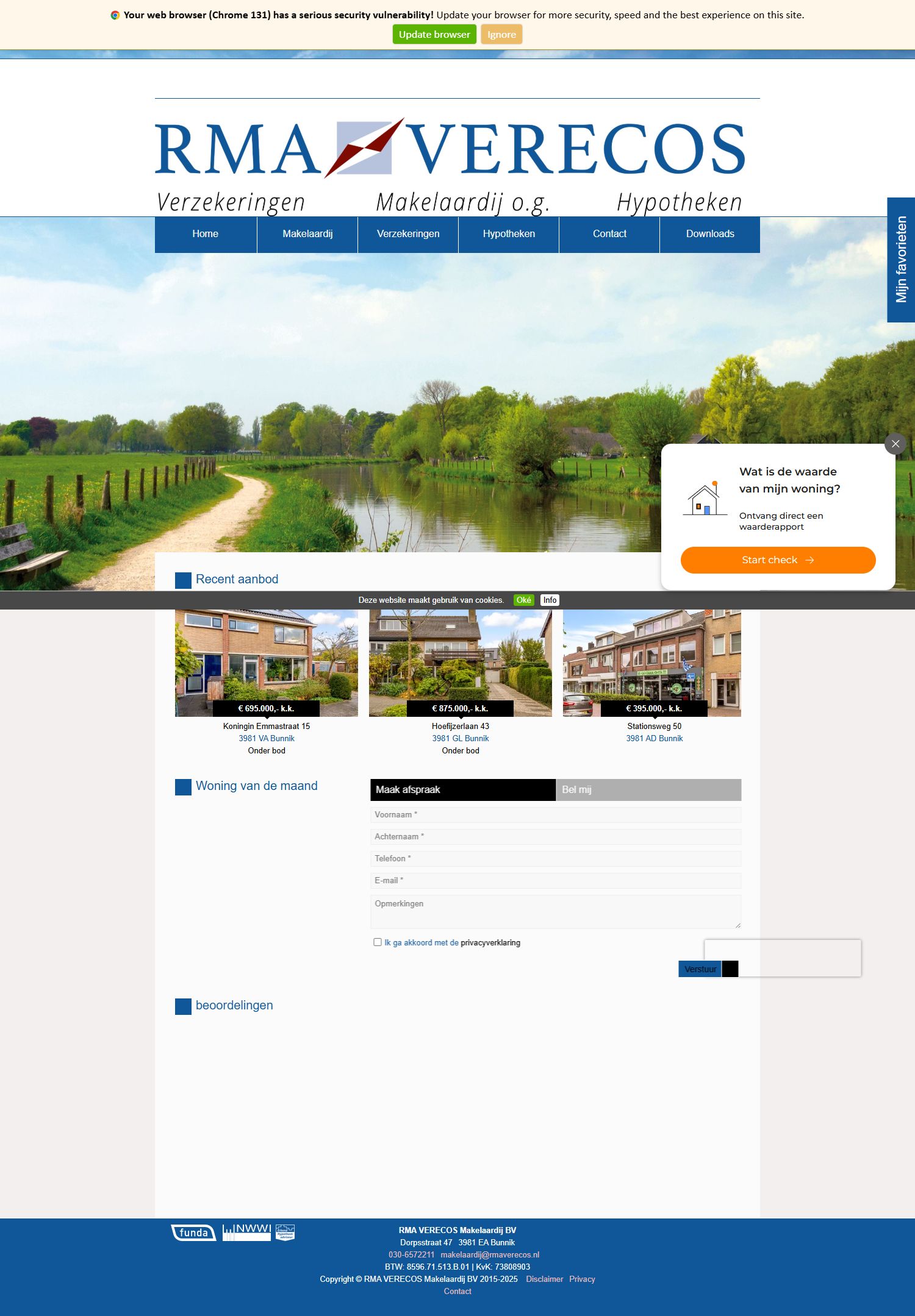 Screenshot van de website van www.rmaverecos.nl