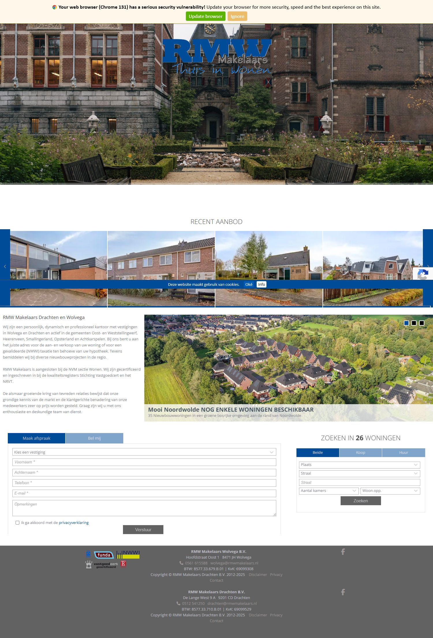 Screenshot van de website van www.rmwmakelaars.nl