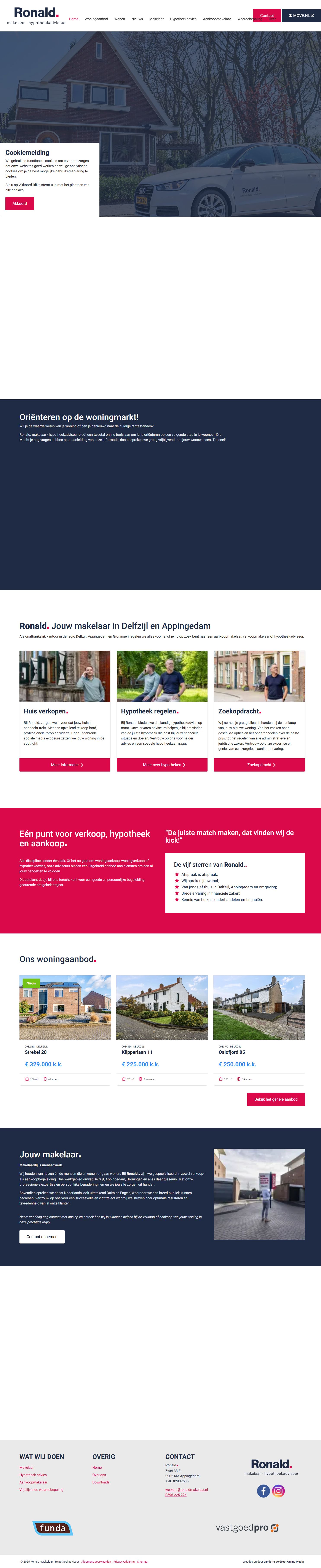 Screenshot van de website van ronaldmakelaar.nl