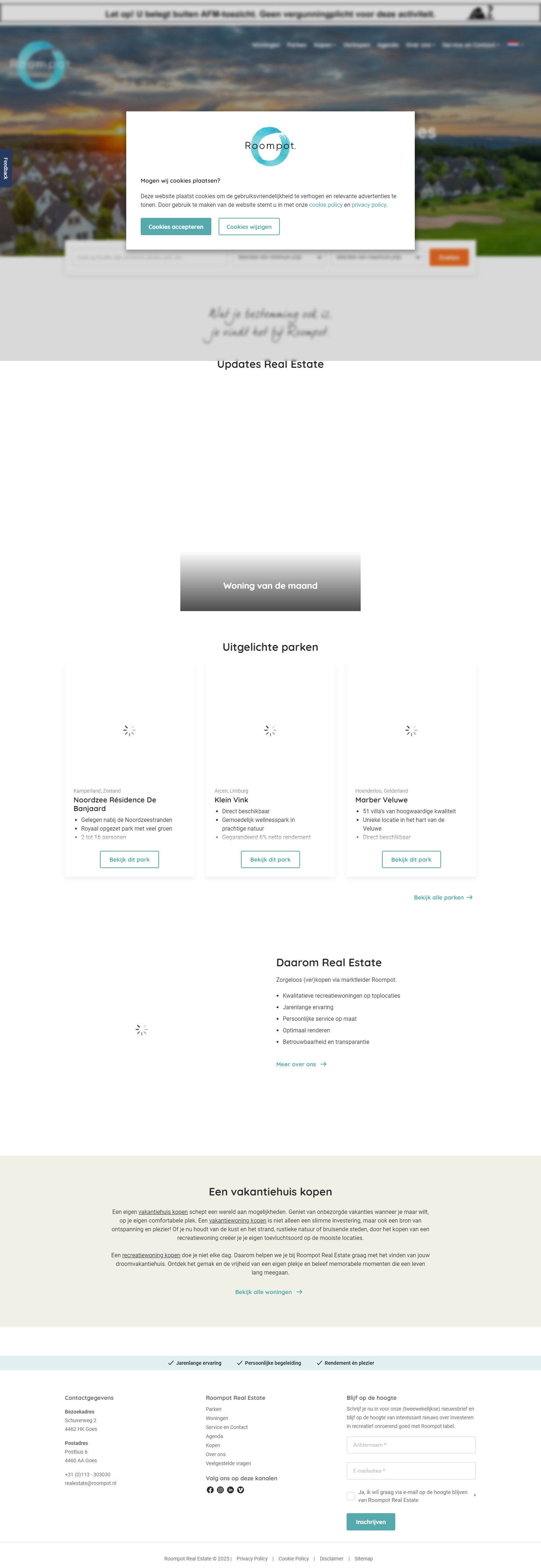 Screenshot van de website van www.roompotprojects.nl