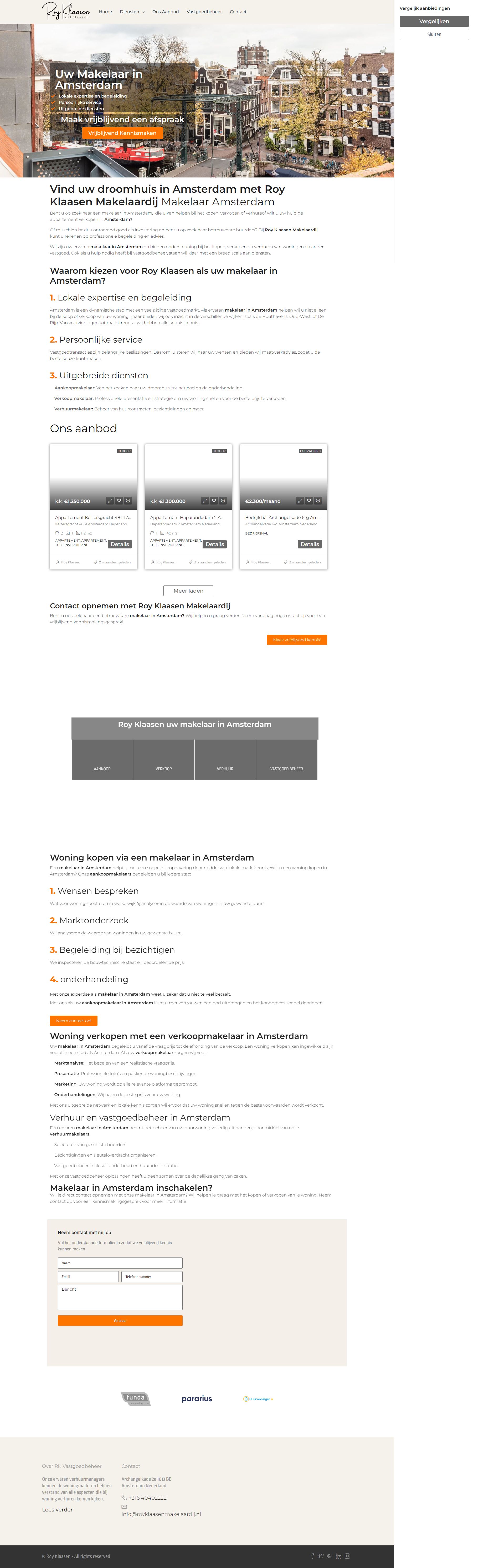 Screenshot van de website van www.royklaasenmakelaardij.com