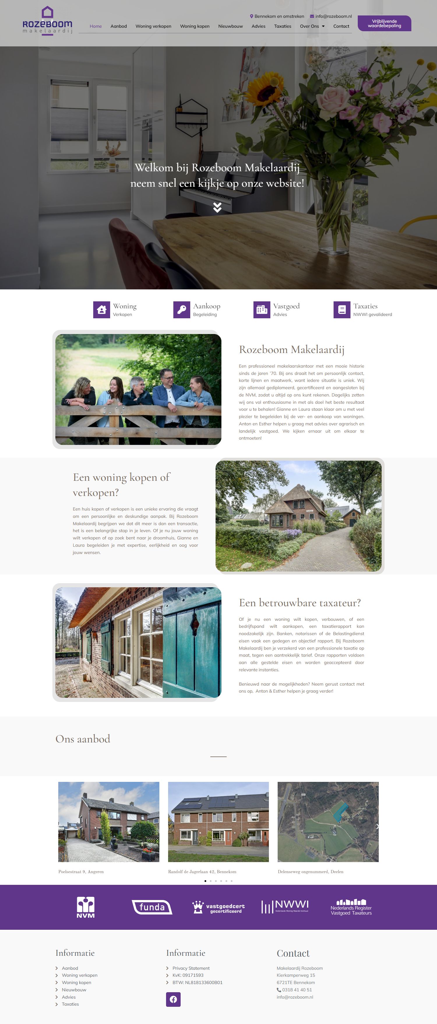 Screenshot van de website van www.rozeboom.nl